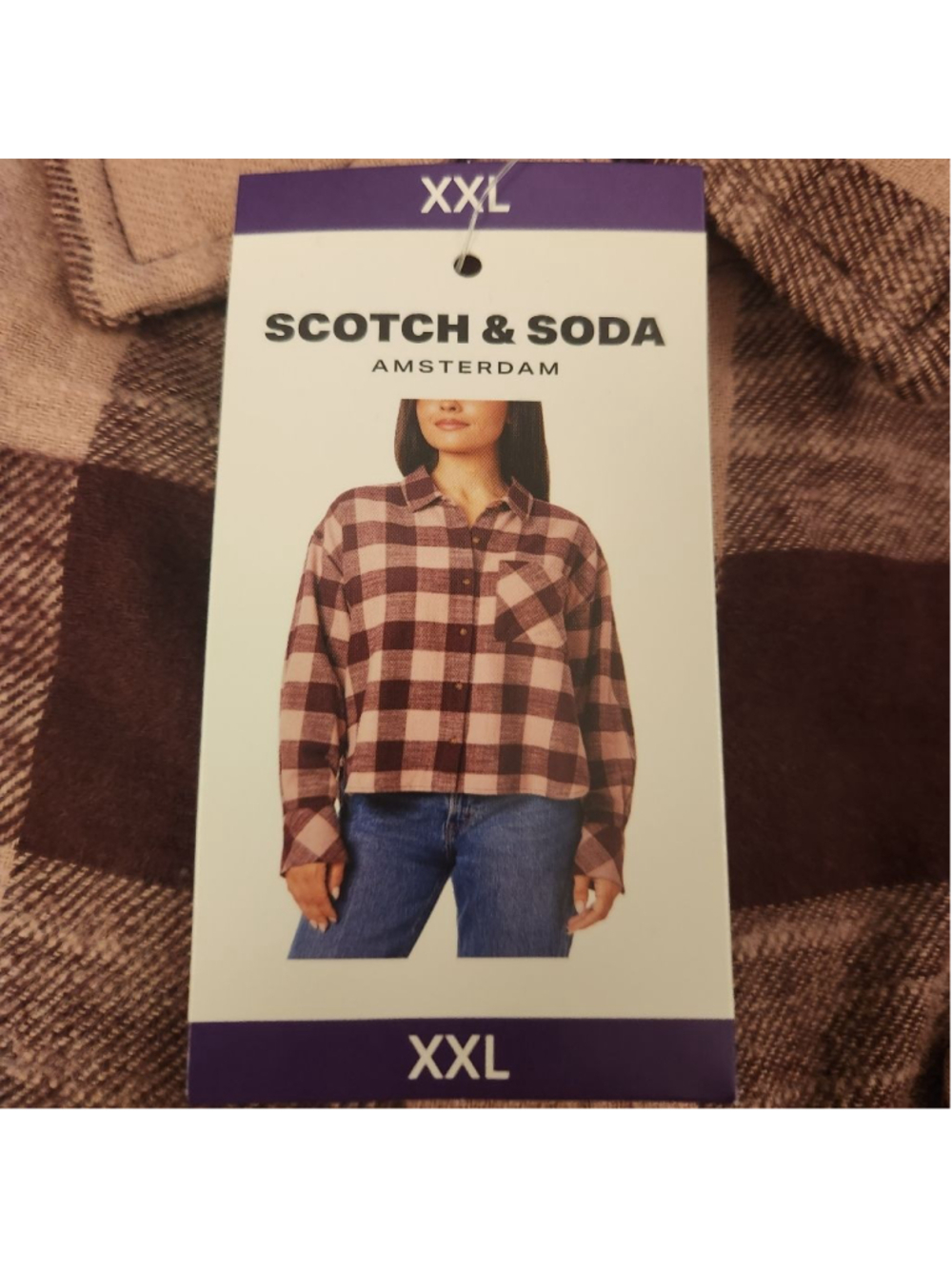 Scotch & Soda Plaid Button Down Shirt XXL Burgundy Pink - Picture 4 of 5